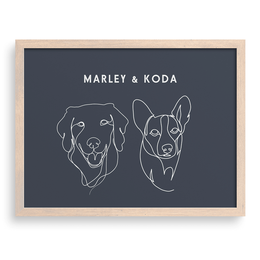 Custom Two Pet Line Drawing Portrait