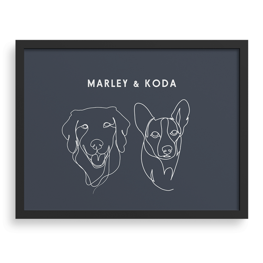 Custom Two Pet Line Drawing Portrait