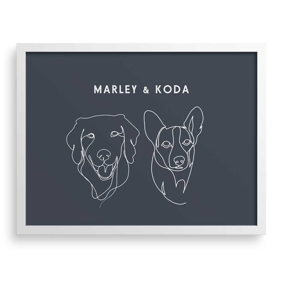 Custom Two Pet Line Drawing Portrait