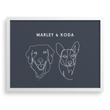 Custom Two Pet Line Drawing Portrait