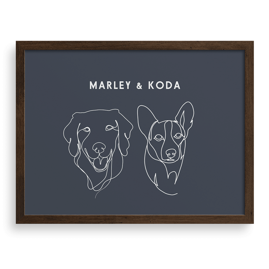 Custom Two Pet Line Drawing Portrait