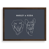 Custom Two Pet Line Drawing Portrait