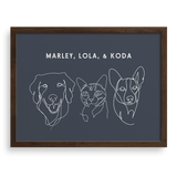 Custom Three Pet Line Drawing Portrait