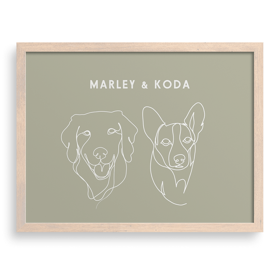 Custom Two Pet Line Drawing Portrait