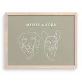 Custom Two Pet Line Drawing Portrait