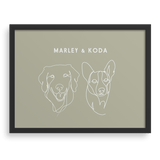 Custom Two Pet Line Drawing Portrait