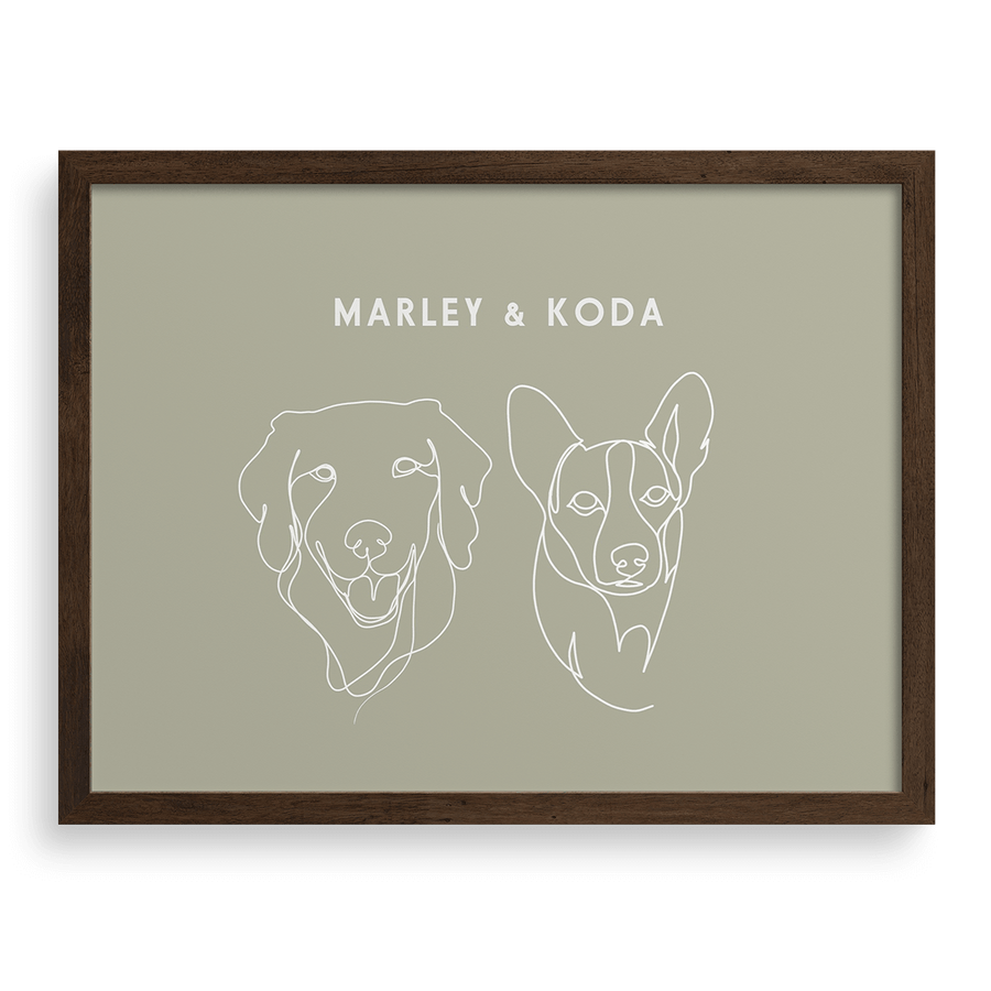 Custom Two Pet Line Drawing Portrait
