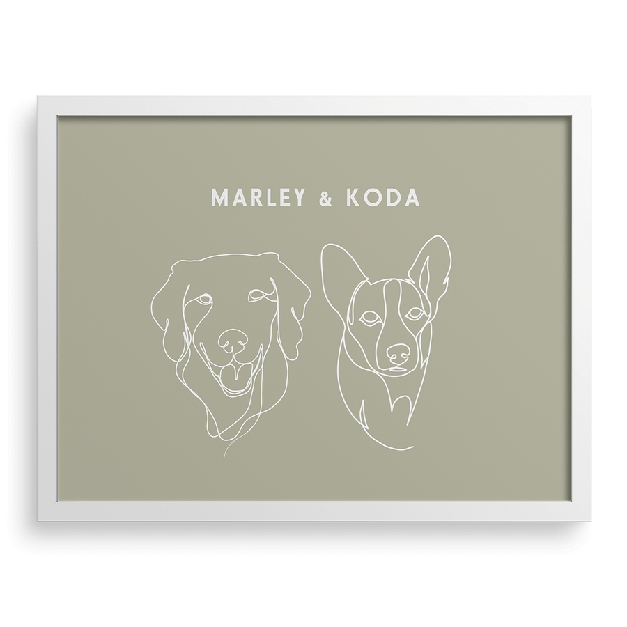 Custom Two Pet Line Drawing Portrait