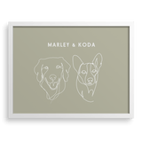 Custom Two Pet Line Drawing Portrait