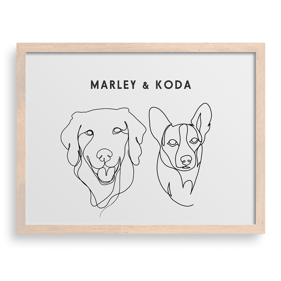 Custom Two Pet Line Drawing Portrait