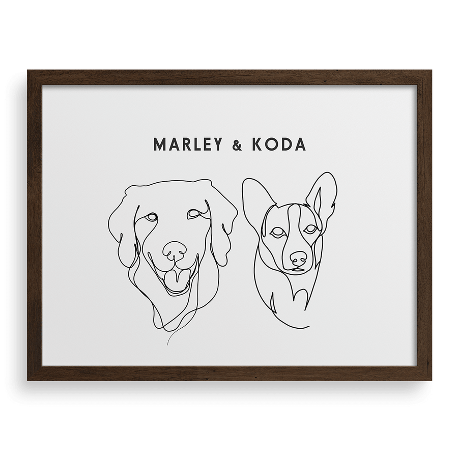 Custom Two Pet Line Drawing Portrait