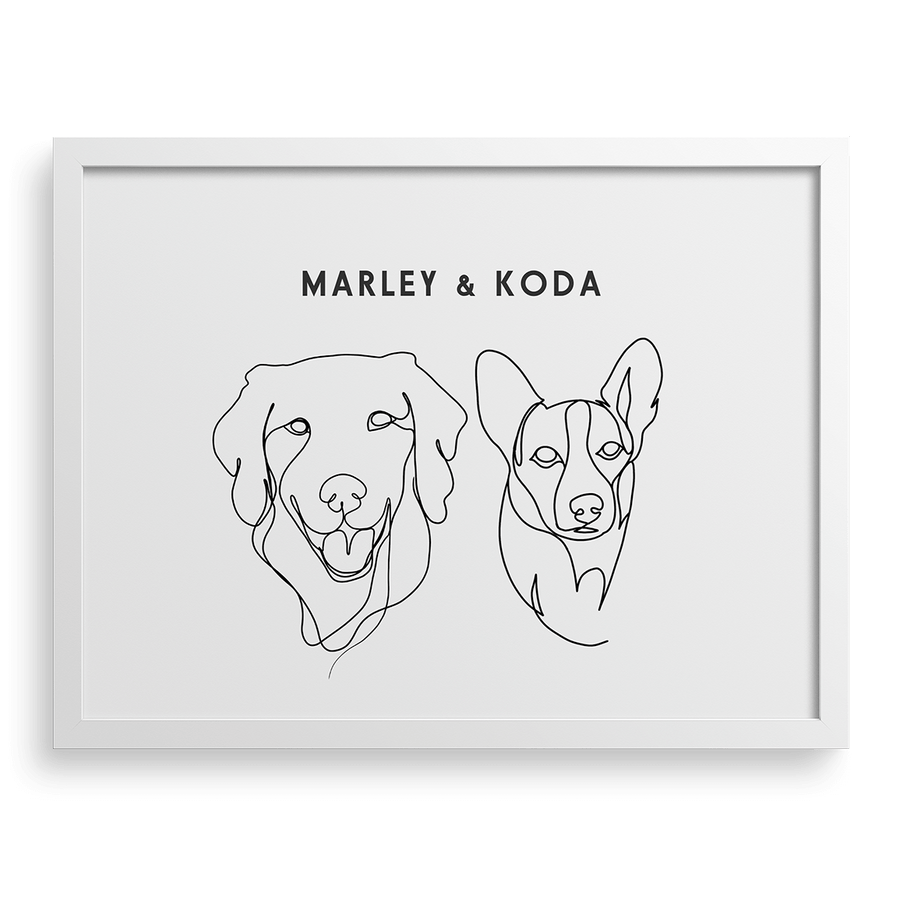 Custom Two Pet Line Drawing Portrait