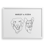 Custom Two Pet Line Drawing Portrait