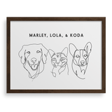 Custom Three Pet Line Drawing Portrait