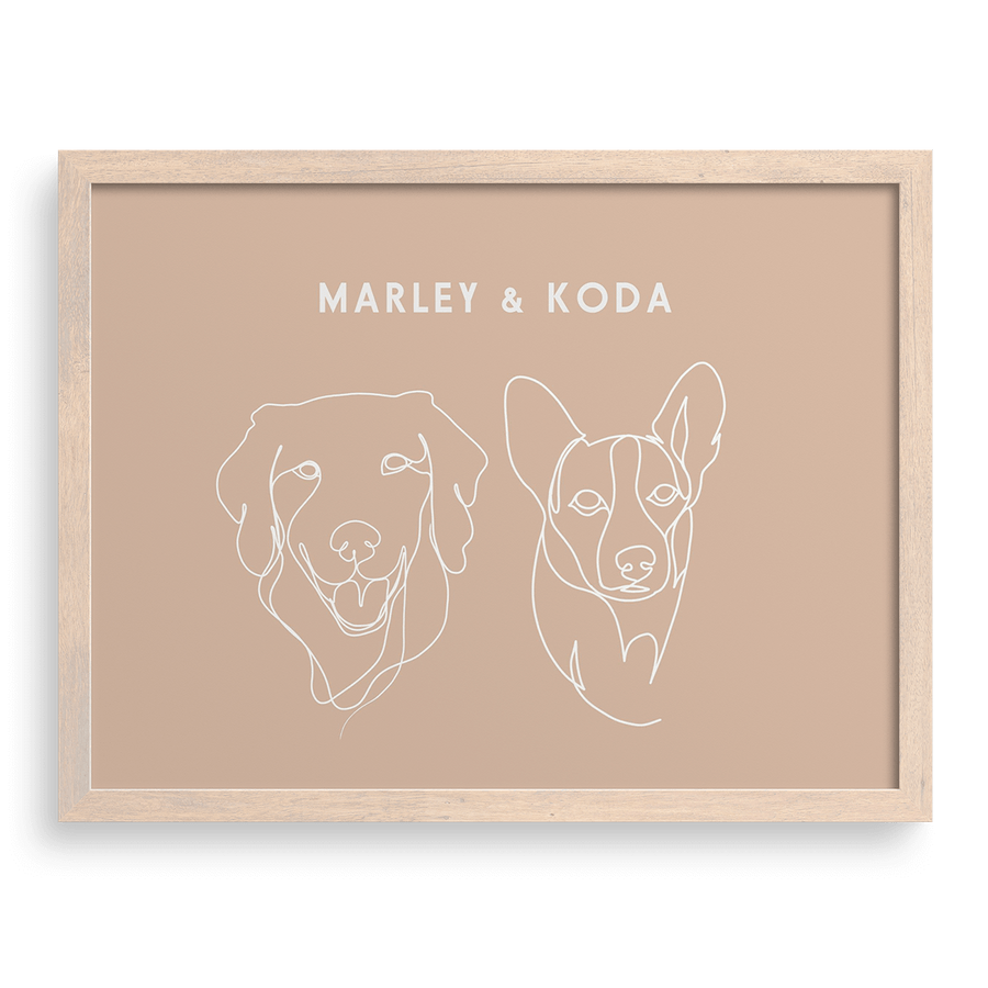 Custom Two Pet Line Drawing Portrait