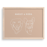 Custom Two Pet Line Drawing Portrait