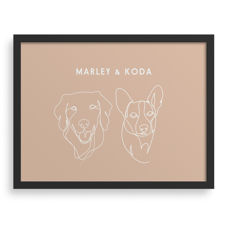 Custom Two Pet Line Drawing Portrait