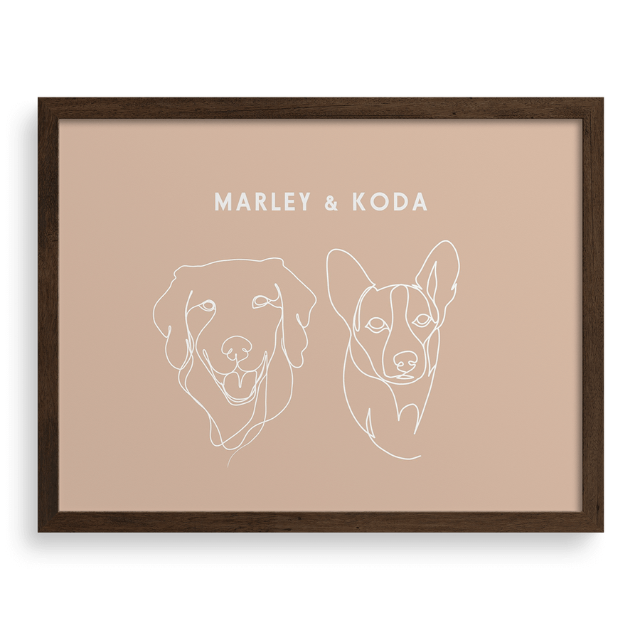 Custom Two Pet Line Drawing Portrait