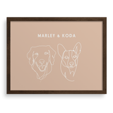 Custom Two Pet Line Drawing Portrait