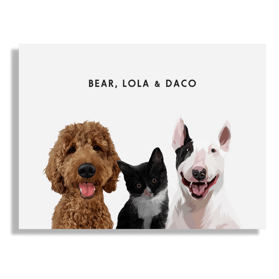 Custom Three Pet Portrait