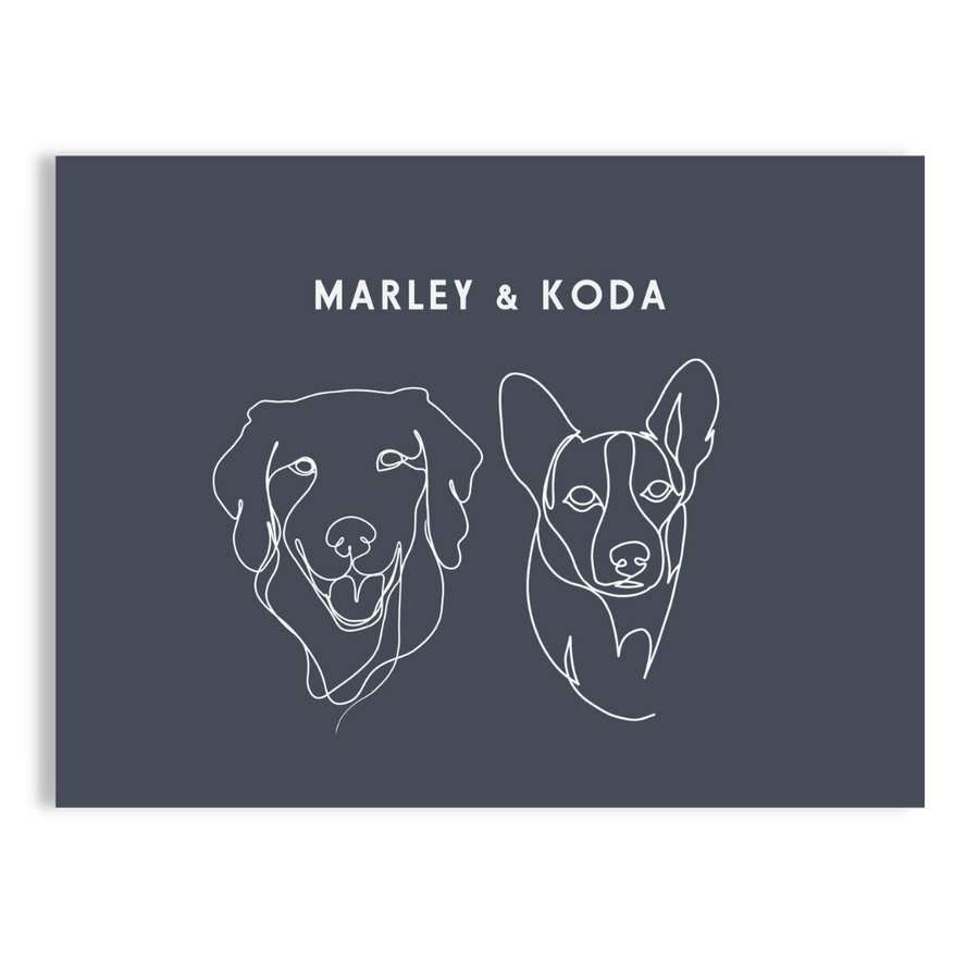 Custom Two Pet Line Drawing Portrait