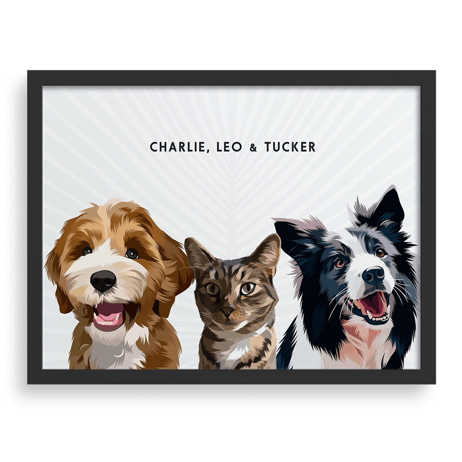 Custom Three Pet Portrait