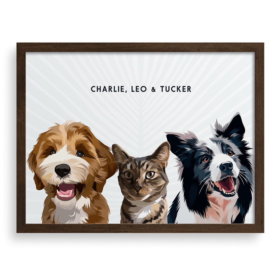 Custom Three Pet Portrait