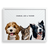 Custom Three Pet Portrait