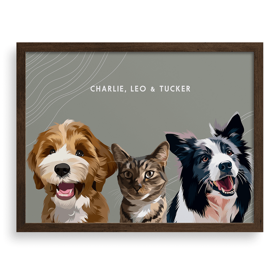 Custom Three Pet Portrait