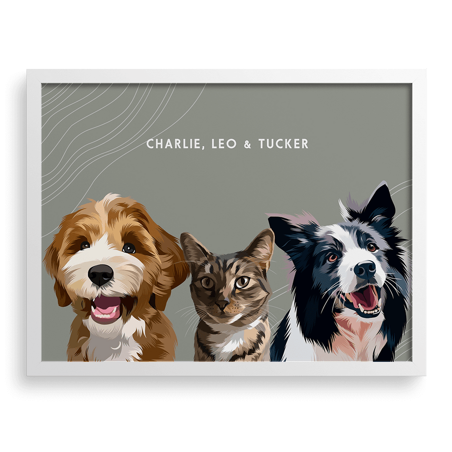 Custom Three Pet Portrait