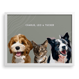 Custom Three Pet Portrait