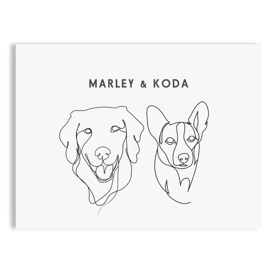 Custom Two Pet Line Drawing Portrait