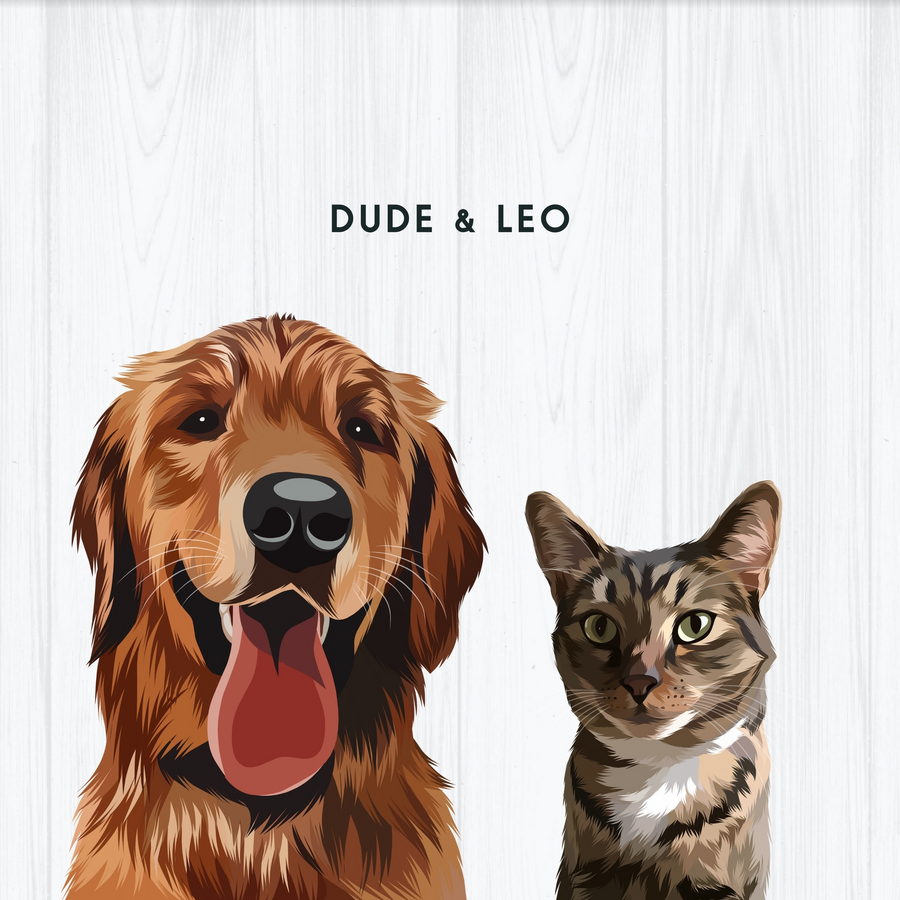 Custom Two Pet Portrait