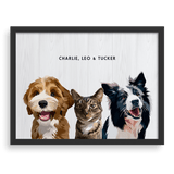 Custom Three Pet Portrait