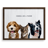 Custom Three Pet Portrait