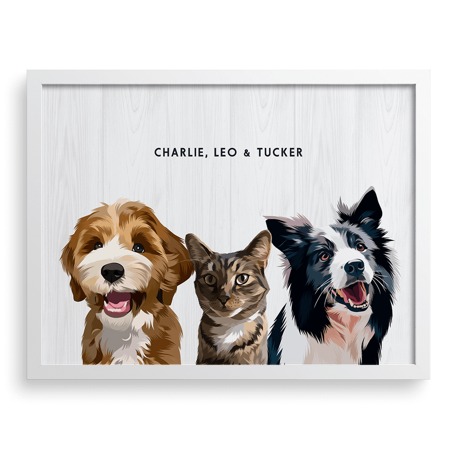 Custom Three Pet Portrait