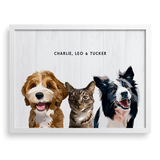 Custom Three Pet Portrait