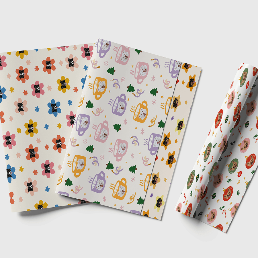 Custom One Pet Print Portrait Wrapping Paper