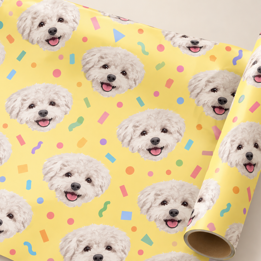 Custom One Pet Portrait Wrapping Paper