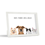 Custom Desktop Four Pet Portrait with white frame