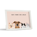 Custom Desktop Four Pet Portrait with white frame and dusty pink background