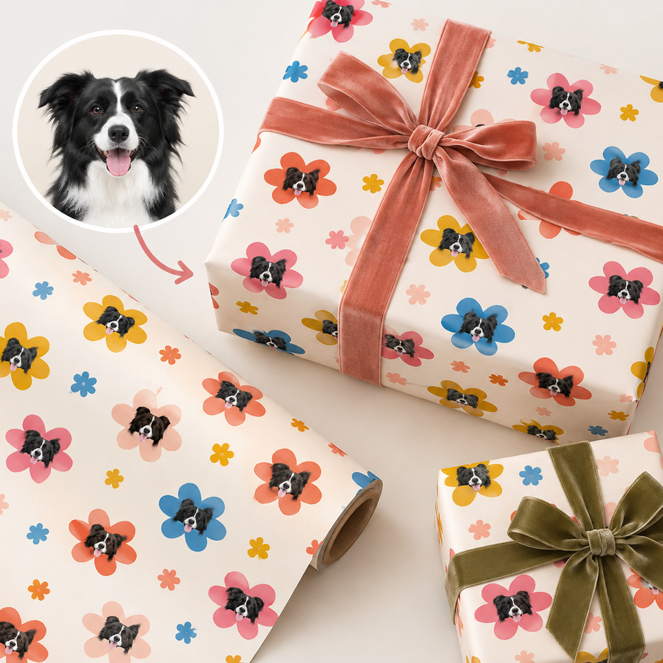 Custom One Pet Print Portrait Wrapping Paper
