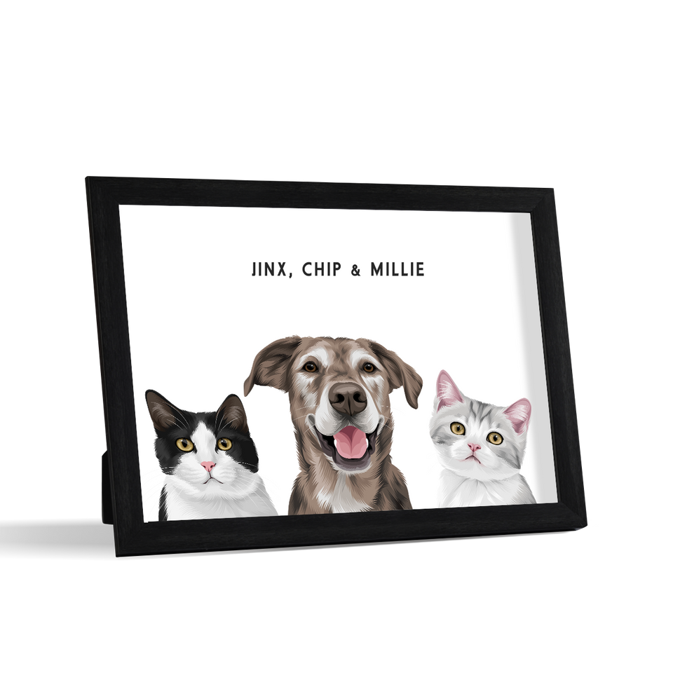 Custom Desktop Three Pet Portrait