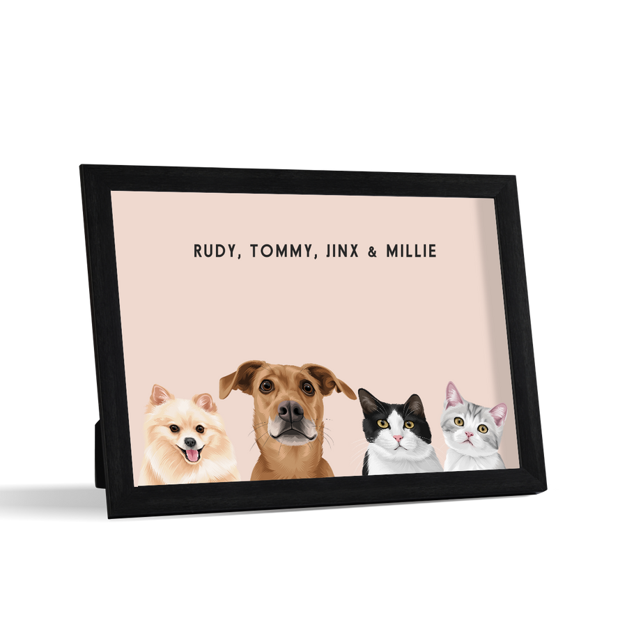 Custom Desktop Four Pet Portrait