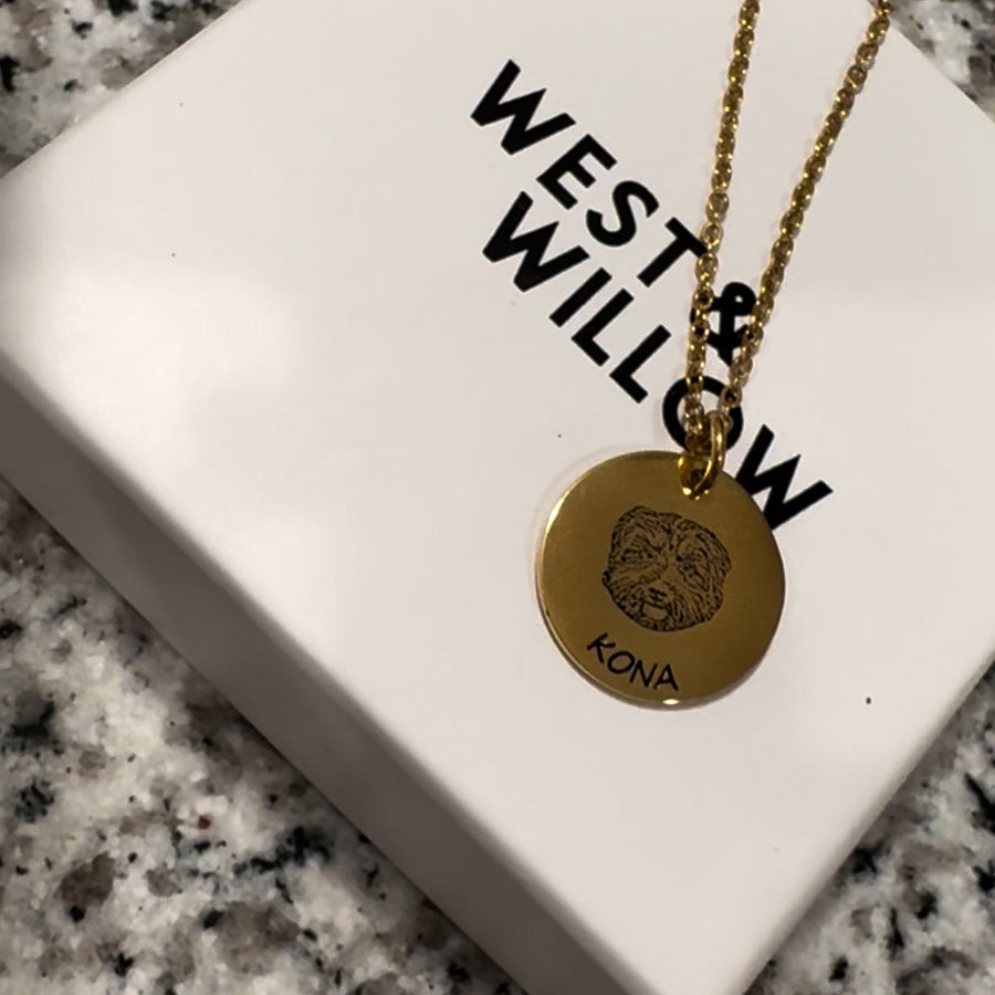 Custom Engraved Pet Portrait Necklace