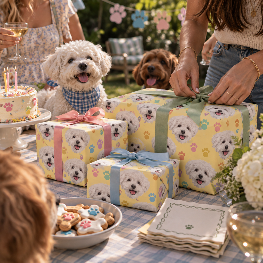 Custom One Pet Portrait Wrapping Paper