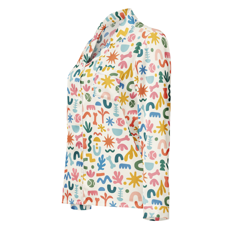 Pet Inspired Print Pajama Long Sleeve Shirt