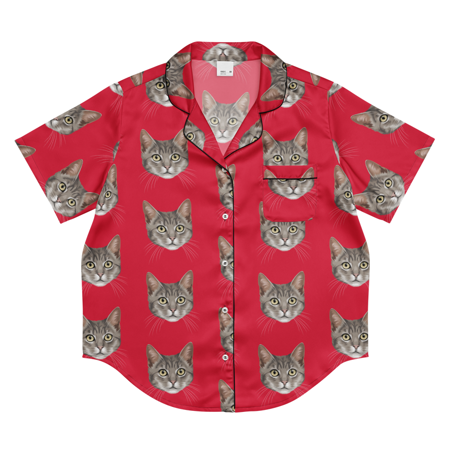 Custom Pet Face Pajama Short Sleeve Shirt