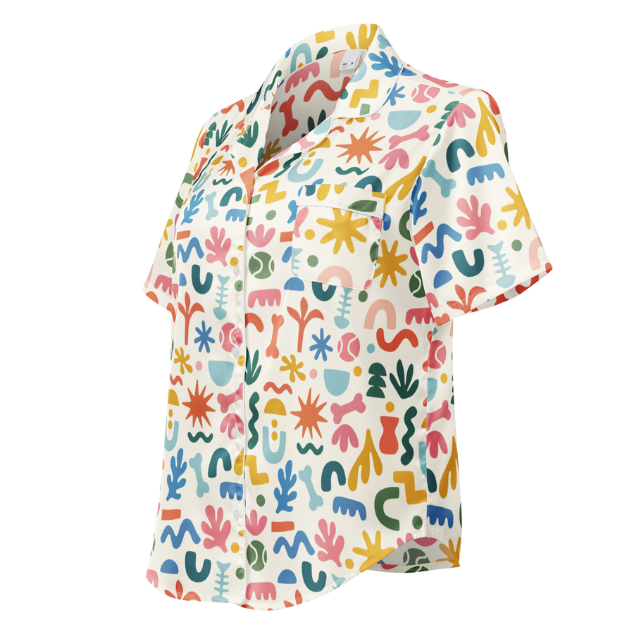 Pet Inspired Print Pajama Short Sleeve Shirt