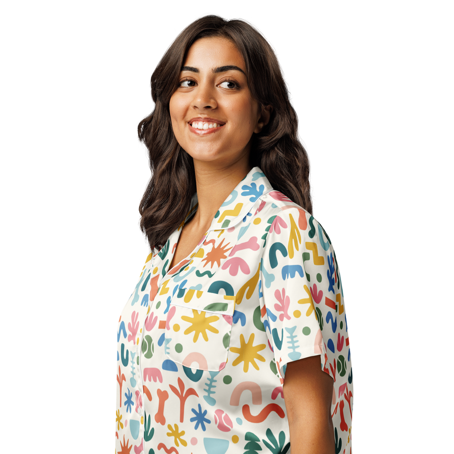 Pet Inspired Print Pajama Short Sleeve Shirt